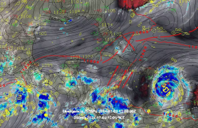 Esta formación de viento entre el sur de Cuba y La Española podría debilitar los vientos del huracán Beryl antes de llegar a México (X/@ClimaYucatan)